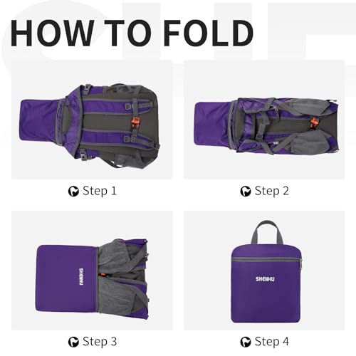 40L Hiking Backpack Lightweight Daypack Waterproof Travel Camping Backpack for Men Women Sport Packable - color: A6-purple
