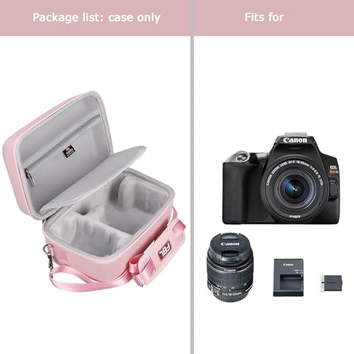 FBLFOBELI EVA Camera Case for Canon EOS Rebel T7/T8i/T5/R50/R100 | Hard EVA Shell, Shockproof & Water-Resistant, Custom Molded Interior, Detachable Shoulder Strap, Travel Storage Bag, Pink - color: Pink