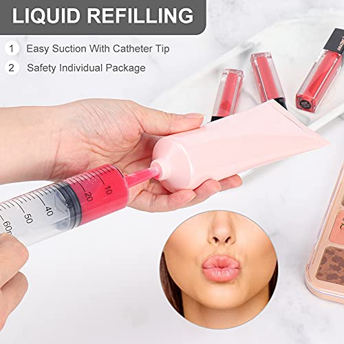 5 Pack 60ml Syringes with Cap, Sterile Syringe Individually Packaged for Labs, Liquid Measuring, Feeding Pets,Oil or Glue Applicator - size: 60 ml