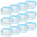 TISRATOK 12 PCS Clear Makeup Bags with Zipper, TSA Approved Toiletry Pouch - color: Blue, size: Small