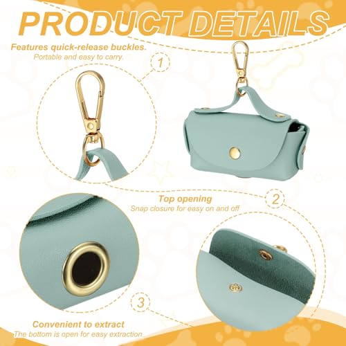 Dog Poop Bag Holder, Leather Pet Waste Bag Dispenser for Leashes Portable Reusable Easy Cleanup Pouch(1Pcs, Light Blue), Intended for Outdoor/Travel/Walking with Dog - color: Light Blue