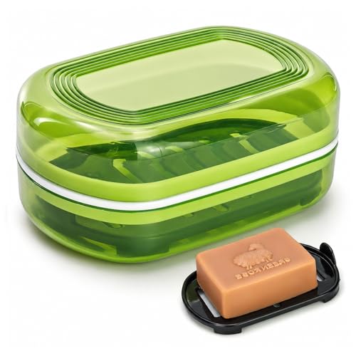 AIDIMMING Travel Soap Case, Bath Soap Holder, Bar Soap Dish with Lid for Traveling,Portable Bar Soap Container for Traveling, Camping, Gym, Bathroom (Green) - color: Green, size: Regular
