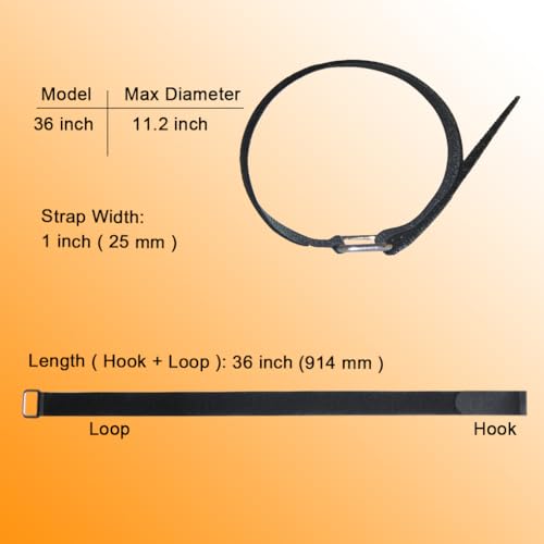 36 inch Cable Strap with Buckle - 16 PACK Hook and Loop Fastening Straps - Adjustable Nylon Extend Securing Strap - size: 1 x 36 in