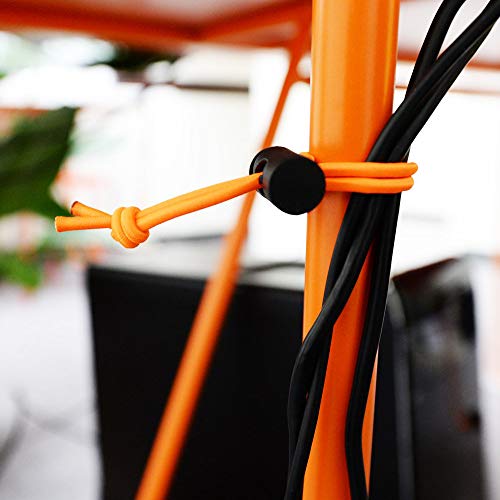 Foto&Tech Multipurpose Extra Thick Elastic Cable Tie and Organizer, Adjustable Cable Strap Toggle Tie, Reusable Tangle Tamer, Cable Management for Cord and Cable (10 x 16CM, Deep Black) - color: Deep Black, size: 10 x 16 CM