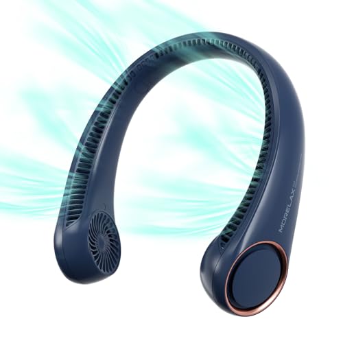 Morelax Neck Fan, USB Rechargeable Personal Fan,Hand Free Bladeless Portable Fans,4000 mAh, 3 Speeds,72 Air Faster softer 360° Cooling, Ultra Quiet,Gift Suitable for Home, Office, Travel, Sports - color: Blue