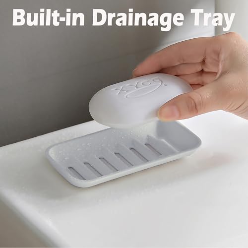 AIDIMMING Travel Soap Case, Leakproof Bar Soap Holder with Drain Tray, Gray | Compact bar soap travel case for one regular bar; removable draining layer for gym, camping, hotels and business trips - color: Gray