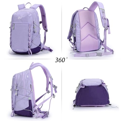 23L Lightweight Hiking Backpack, Terracotta Daypack with Pole Holder - color: 23l-terracotta