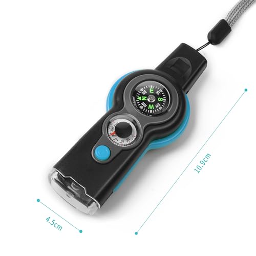 Emergency Survival Function Whistle, Outdoor Multifunctional Tool Safety Whistle with Lanyard, Ideal for Kayaking, Boating, Hiking, Camping, Climbing, Hunting,Rescue Signaling - color: blue2