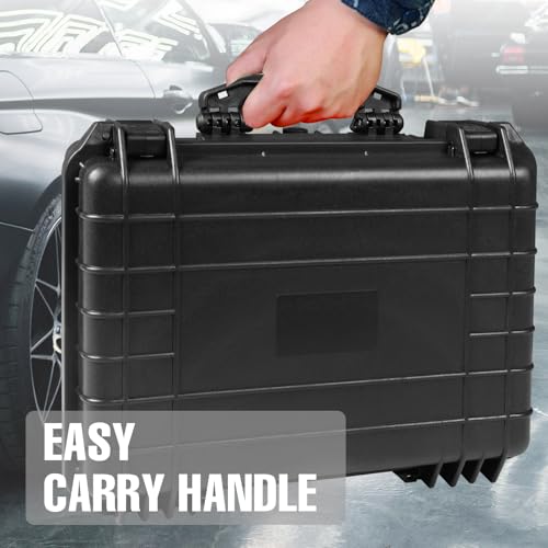 Jack Boss 18x 13.8x 8 Inch Hard Case, Portable Weather Waterproof Protective Camera Case with Customizable Foam, Fit Use of Drones, Camera, Equipments, Black4 | Portable Protective Hard Shell Case With Updated Plastic Material,Fit Drones,Camera,Equipments