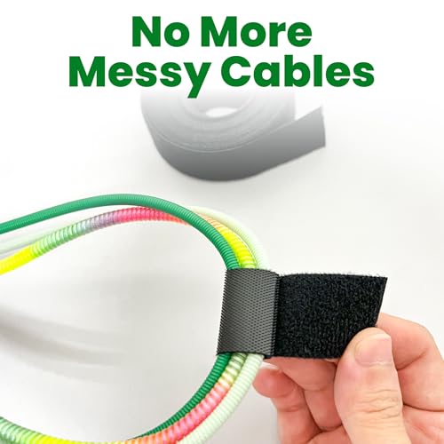 ECOHomes 1 Inch x 90 FT Double Sided Hook and Loop Roll Tape (Black) | Two Sides, Self Stick, No Adhesive, Reusable, Cable Ties Wrap for Cable Management, Heavy Duty, Extender Straps, Wire Strips - color: Black, size: 1 In x 90 FT