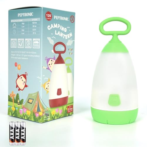 Kids Camping Lantern & Night Light Battery Powered (AAA Included), 360° Eye-Safe Light, IPX4 Waterproof with RGB Modes Portable for Outdoor, Emergency & Bedtime, Gift for Children (Green) - color: Green