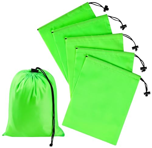PALTERWEAR Drawstring Bag with Toggle - Nylon Cinch and Ditty Pouch Six-Pack (Green, 7 x 9 Inch, Set of 6) - color: Green, size: 7 x 9 Inch