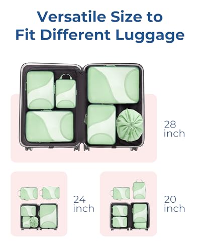 Bagsmart Compression Packing Cubes, Travel Bag Cruise Ship Essentials - color: Green, size: 6 Set
