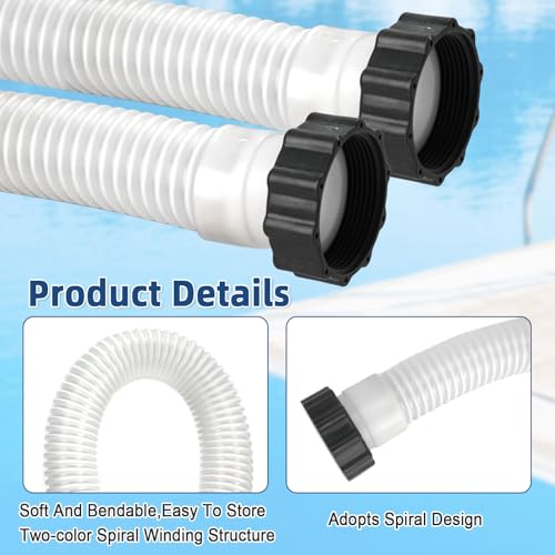 2 Pack 1 1/2 Pool Hose for Above Ground Pools 6ft&3ft Long Pool Pump Replacement Filter Hoses 1.5" EVA Swimming Pool Filter Hose for Filter Pumps, Saltwater Systems and Sand Filters (White) - color: White