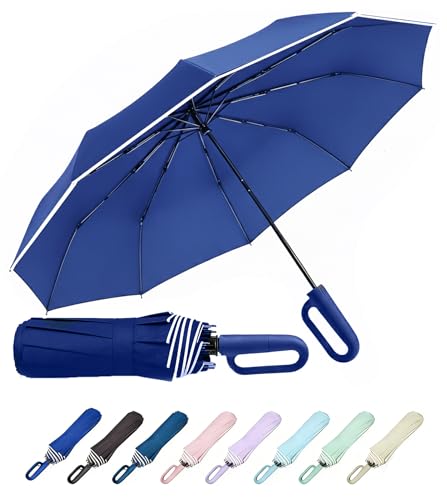 MRTLLOA Compact Travel Umbrella, 10 Ribs Windproof UV Protection - color: Royal Blue
