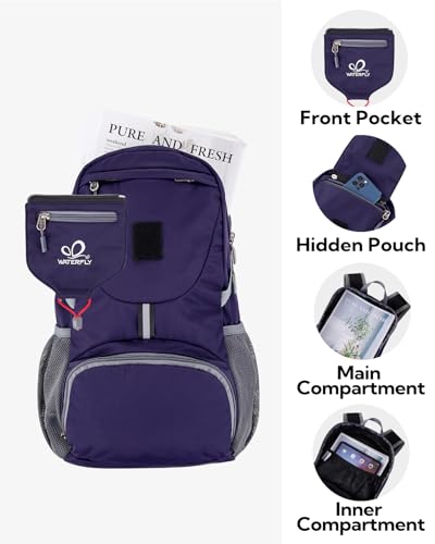 WATERFLY Small Lightweight Packable Backpack: 20l Ultra Light Foldable Travel Hiking Camping Daypack Day Pack for Man Woman | 20L,Recycled nylon material,Multi-compartment storage,Water-resistant,Everyday carry,Ultra Light Foldable Travel Day Pack - color