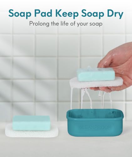 Quatish Compact Leakproof Travel Soap Case, Silicone Soap Box with Draining Layer, Enhanced Soap Container, Suitable for Camping, Gym, Bathroom, Outdoor Essentials, Bluegreen - color: Bluegreen, size: Regular