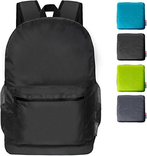 pack all 20L Lightweight Foldable Backpack, Water-Resistant Hiking Daypack | Ultralight, Packable, Tear Resistant Nylon, YKK Waterproof Zipper, Comfortable Mesh Straps, Multi-Pocket for Travel - color: Black