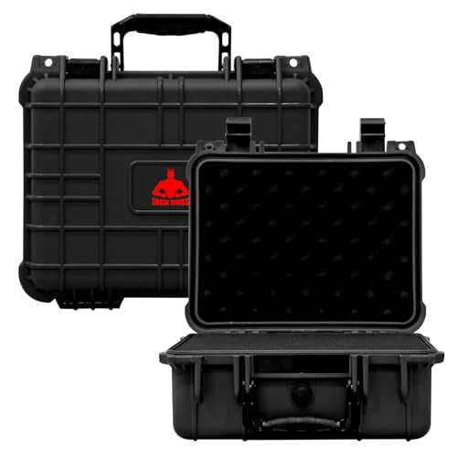Jack Boss Waterproof Hard Camera Case with Pre-cut Foam,black,updated | Portable Hard Shell Case With Updated Plastic Material,Fit Use of Drones,Camera,Equipments,13.6X11.4X6 Inch - color: BLACK-UPDATE, size: 13.6x11.4x6 in