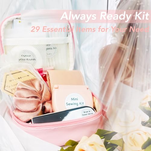 Women's Emergency Kit for Weddings 29 Essential Items for Brides Daily Use All in One Travel Kit Personal Care Survival Set for Team Bride - style: Princess Pink