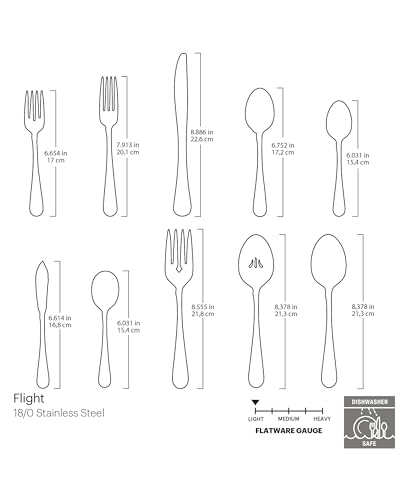 Oneida Flight 45-Piece 18/0 Silverware Set for 8, Flatware | mirror finish, dishwasher safe | includes serving spoons and utensil set | cutlery set, wedding silverware - style: 45-Piece Flatware Set