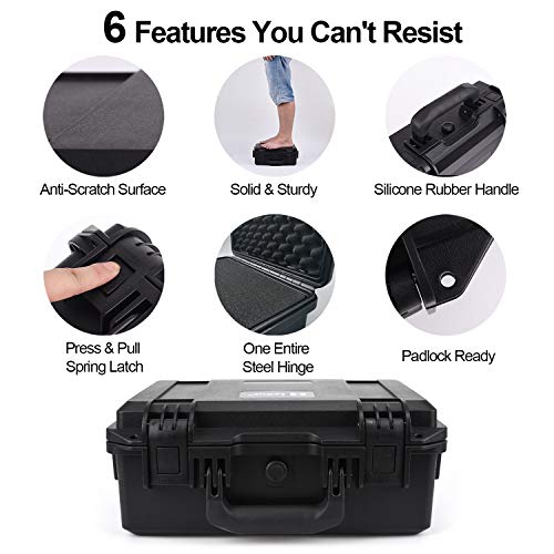 Lykus HC-4420 Waterproof Hard Case with Foam, Inner Size 15.75*10.24*5.91in - size: 15.75" × 10.24" × 5.91"