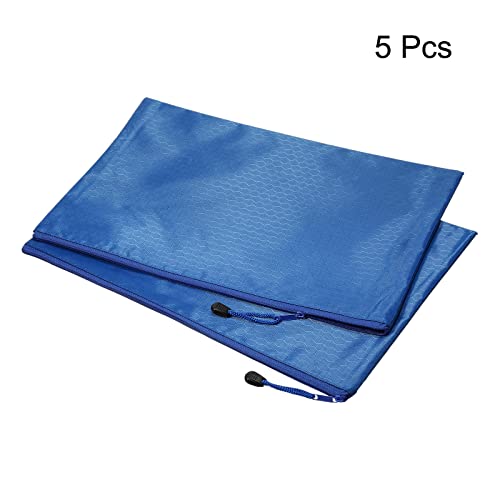 PATIKIL Waterproof Zipper File Bags 5 Pack B4 Document Storage Folders Bills Pencil Pouch for Office Travel, Blue - color: Blue