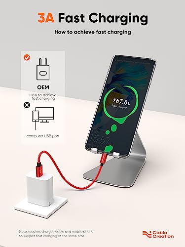 Short USB C to USB A 6inch,USB A to Type C Cord for iPhone/Laptop/Carplay | 3A Fast Charging, 480Mbps, 56Kohm Pull-up Resistor,for Powerbank Cellphone Android Auto - color: Red, size: 0.5FT