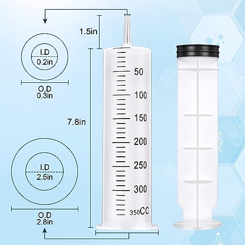 5pcs 350ml Syringe, Extra Large Plastic Syringes for Glue Dispensing, Scientific Labs, Watering, Refilling, Multiple Uses - size: 350 ml