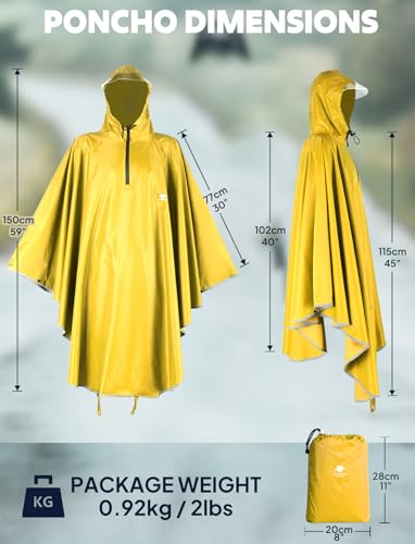 ANYOO Waterproof Rain Poncho Bike Bicycle Rain Capes Lightweight for Adults - color: Yellow