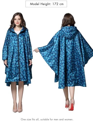 ANYOO Waterproof Rain Poncho Lightweight Reusable Hiking Hooded Coat Jacket for Outdoor Activities - color: F Flowers