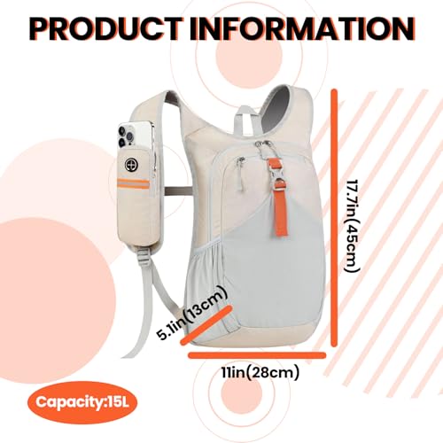 15L Hiking Backpack for Men Women, Foldable Packable Back Pack Ultralight Hiking Daypack for Travel Outdoor, Black - color: Black