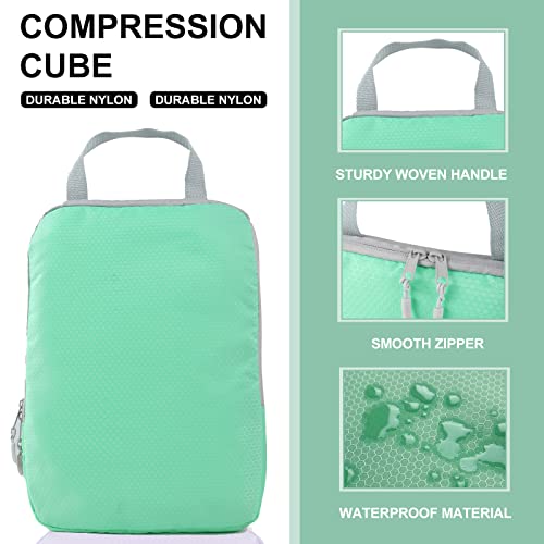 COVAX 4 Set Compression Packing Cubes, Travel Luggage Organizers and Storage Packing Cubes (Green) - color: Green