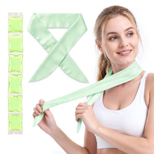 Cooling Towel with Soft Gel Ice Pack Inserts |Gel Ice Packs Reusable - Multi Purpose Compression Wrap - Neck, Legs, Arms, Shoulders - Ideal for Post Surgery, Migraines, Hiking and Injuries (Green) - color: Green