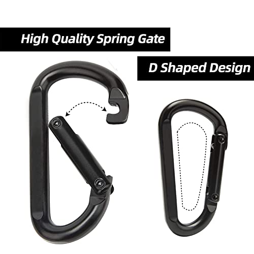 EZYA Heavy Duty Carabiner Clips, 860lbs - 3" Iron Carabiners for Keys, Gym, Camping, Hiking Accessories - D-Ring Keychain Hooks for Hammocks, Backpacks, Outdoor Gear - style: 3pcs