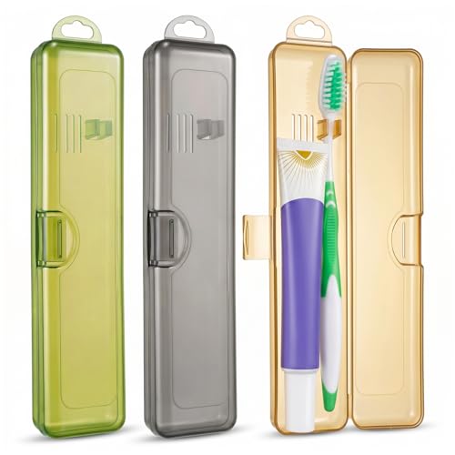 3 Pack Toothbrush Travel Case, Travel Toothbrush Holder, Tooth Brush Compact Organizer, Breathable Holders Portable Small Manual for Vacation Camping Gym Business Trips Office