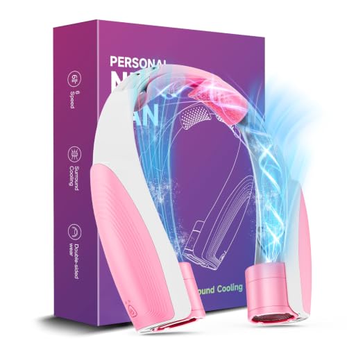 8000mAh Portable Neck Fan Rechargeable Fan with 6 Powerful Speeds - color: Pink