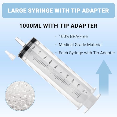 1000ml Large Syringe, Epoxy Plastic Syringes for Liquids with Tip Adapter - style: 1000 ML