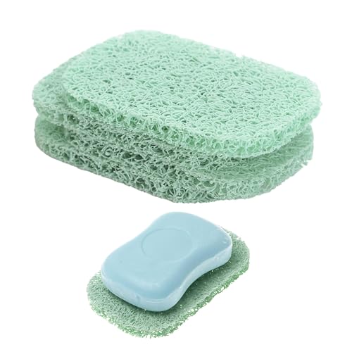 Snowkingdom 4 Pack Green Soap Saver Draining Lift Pad 2.9" x 4.5" PVC Non-BPA Non-Slip Durable - color: Green