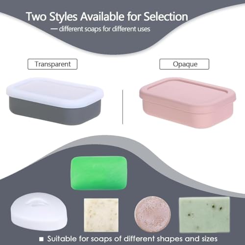 Large Travel Soap Container Leak Proof, Silicone Shampoo Bar Holder | Soap Case with Draining Layer, Slip-Resistant Portable Bar Soap Holder for Shower, Bathroom, Gym, Camping(Translucent Gray) - color: Rectangular Translucent Gray