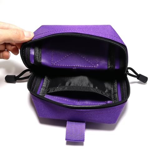 2 Pack Tactical Molle Pouches Small Molle Utility Pouch Small Tactical Accessory Bag Belt Pouches Vest Pouch Compact Water-Resistant EDC Pouch with Flag Patch - color: Purple