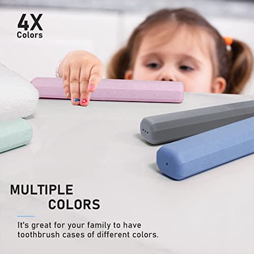 Mulbozy Travel Toothbrush Case, Portable Toothbrush Protector Cover, Breathable Wheat Straw Toothbrush Holder for Traveling, Camping, Business, Home, School, Gym, and More - 4 Packs - color: Pink, Blue, Green, Grey, size: 4 Count (7.9 x 1.2 x 0.8 inches)