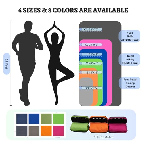 Microfiber Camping Towel with EVA Case, Super Absorbent and Quick Dry Sports Towel, Portable Travel Microfiber Towel Best for Beach Hiking Swimming Outdoors Gym (S Red)