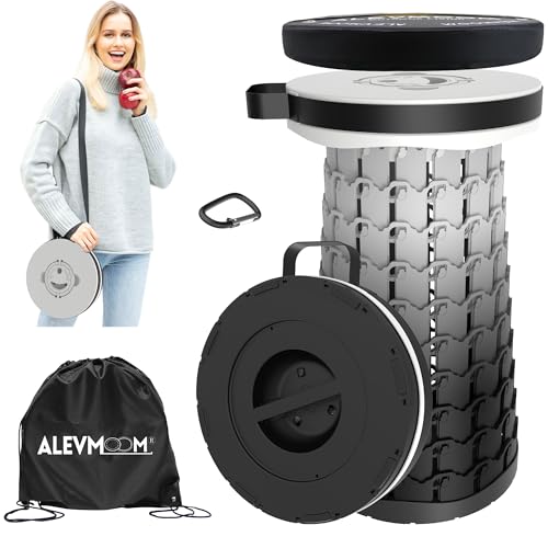 ALEVMOOM Upgraded 18.1" XL Collapsible Stool with Cushion, Portable Folding Stools for Adults Capacity 800lbs, Lightweight Telescoping Stool for Camping Travel Fishing Hiking - color: Gradient Gray