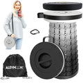 ALEVMOOM Upgraded 18.1" XL Collapsible Stool with Cushion, Portable Folding Stools for Adults Capacity 800lbs, Lightweight Telescoping Stool for Camping Travel Fishing Hiking - color: Gradient Gray