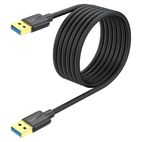 SUNGUY USB to USB Cable 10FT, USB 3.0 Type A Male to Type A Male Cable Data Transfer up to 5Gbps Compatible with Printers, Modems, Hard Drives, Monitor, Camera, Wacom, DVD, Hub - size: 10FT