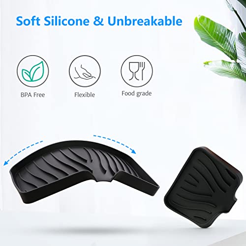 3-Pack Silicone Soap Dish, Sponge Holder for Sink, Kitchen Soap Tray, Bathroom Soap Holder, Sponge Tray with Drain (Black) - color: Black Style B