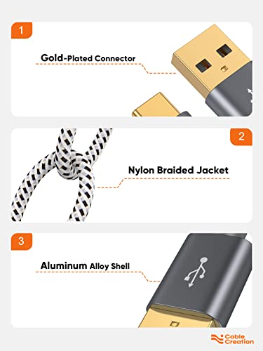 Long USB C to USB A 4FT,USB A to Type C Cord for iPhone/Laptop/Carplay | Anti Tear Braided, 0.5ft~10ft, 3A Fast Charging, 480Mbps, 56Kohm Pull-up Resistor,for Powerbank Cellphone Android Auto - color: Space Gray, size: 4FT