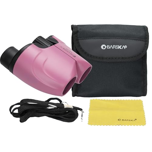 Barska Colorado 10x25 Compact Binoculars – Lightweight Pink Binoculars with BK-7 Porro Prisms, Fully Coated Optics, Center Focus, Ideal for Hiking, Bird Watching & Travel