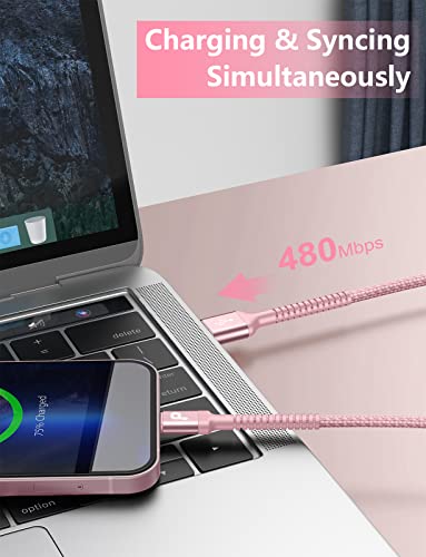 iPhone Charger Cable 3FT 2Pack USB to Lightning Cable Extra Durable Braided | [Apple MFi Certified] iPhone Charging Cord USB A to Lightning Cable for iPhone 14 13 12 11 8 7 Pro Max and More (Pink) - color: Pink, size: 3FT, style: USB A to Lightning